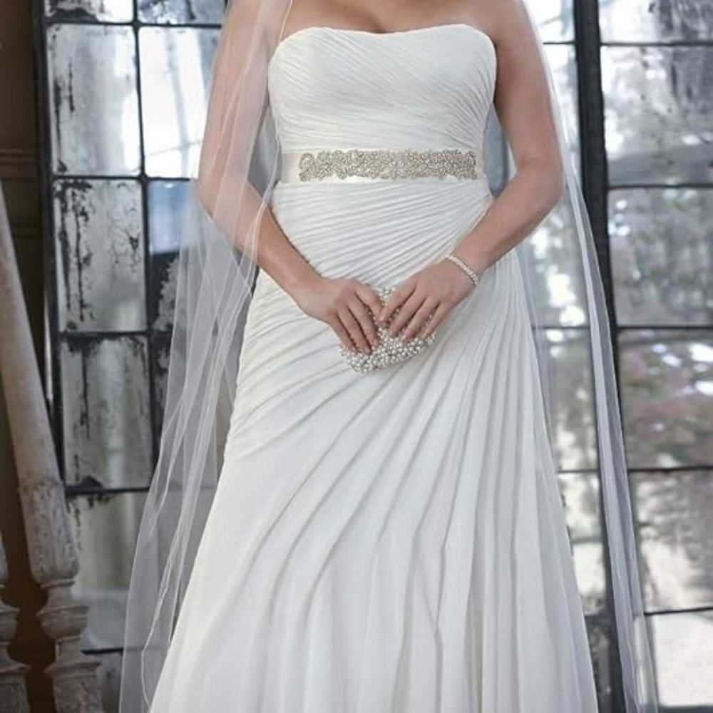 Plus Size Crinkle Chiffon Gown with Asymmetrical Draping